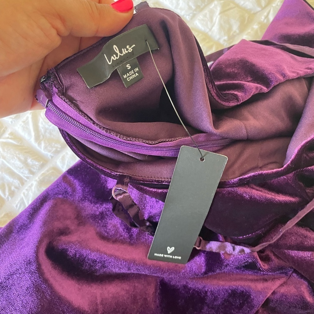 Lulu's Gotta Shine Deep Purple Velour Midi Dress - Picture 9 of 14